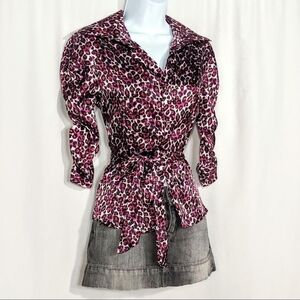2000s vintage McBling animal print blouse